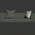 Modern Green Sectional Sofa with Gray and White Pillows and Metal Legs