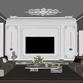 Modern Living Room Interior Design With Decorative Ceiling White Walls Light Sofa Grey Carpet