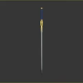 Fantasy Decorative Sword With Blue Hilt Yellow Accents And Shiny Blade