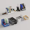 Multicolored Folder Organizers And Office Storage Boxes With Desk Stationery