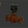 Rusted Red Industrial Valve With Flange Connections And Black Control Top