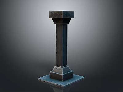 Black Heavy Duty Support Column Equipment Featuring Square Base And Top 3d model