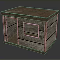Wooden Pet House Structure With Open Entrance And Window Design Natural Wood Grain