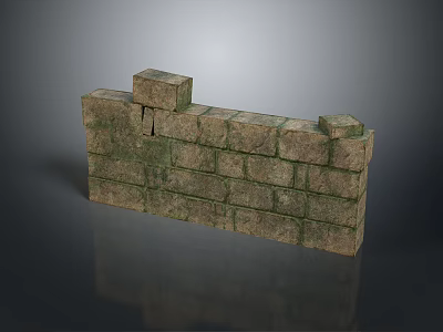 Mossy Stacked Stone Wall With Rustic Natural Texture And Weathered Appearance 3d model