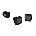 Vintage Black Televisions With Different Sizes And Classic CRT Design
