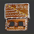 Decorative Gingerbread House With 2022 And White Icing Decoration In Classic Shape