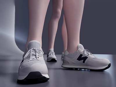 Stylish Gray Sports Shoes With Comfortable Lightweight Design For Everyday Wear 3d model