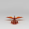 Orange Inflatable Phoenix With Spreading Wings And Detailed Feathers On Light Background