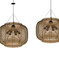 Natural Rattan Round Pendant Lights For Interior Decoration With Handcrafted Design
