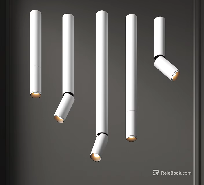 Modern White Downlights And Spotlights With Adjustable Design And Warm Ceiling Lighting 3d model