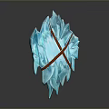 Frosty Ice Shield Weapon With Brown Cross Straps And Crystalline Spiked Edges