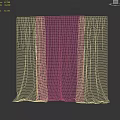 Beige Double Layer Curtains With Sheer White Panels Against Dark Walls Revealing Green Outdoor View