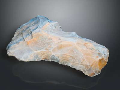 Natural Stone Wood Specimen With Blue Orange Hues And Reflective Surface Texture 3d model