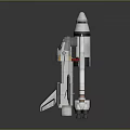 Detailed Space Shuttle Model With Yellow Boosters And White Body For Cosmic Exploration