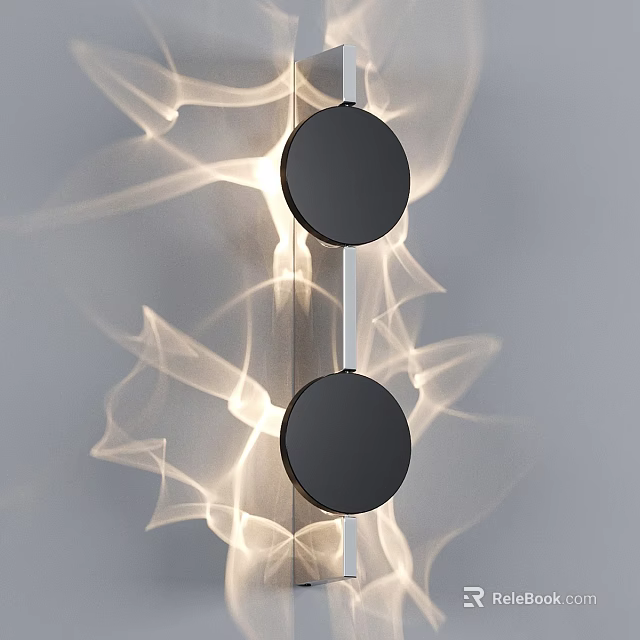 Modern Wall Lamp With Black Circular Elements And Dynamic Light Patterns For Contemporary Spaces 3d model 