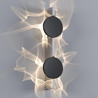 Modern Wall Lamp With Black Circular Elements And Dynamic Light Patterns For Contemporary Spaces 3d model