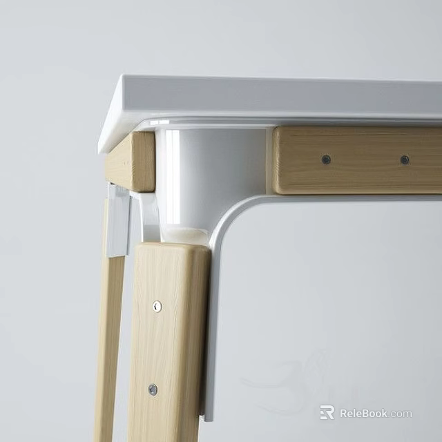 Modern Wooden Desk Design With White Top And Sturdy Leg Structure 3d model 