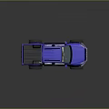 Blue Modified Off Road Pickup Truck With Large Tires Roof Rack And Front Bumper
