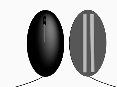 Black Oval Shaped Computer Mouse With Scroll Wheel And Gray Version With Two White Stripes 3d model