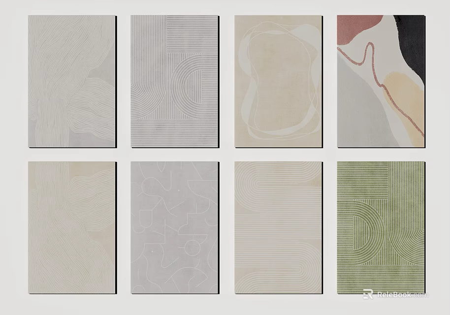 Square Rugs With Various Patterns And Neutral Color Designs For Home Decor 3d model