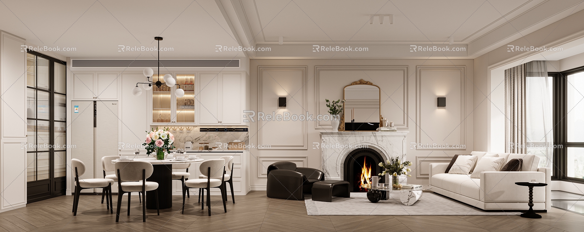 Black and White French Restaurant Simple French Restaurant 3d model