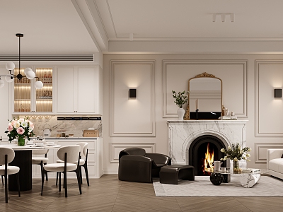 Black and White French Restaurant Simple French Restaurant 3d model