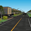 Road Facilities With White Guardrails Paved Sidewalk And Parking Area Surrounded By Green Trees