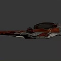 Futuristic Sci-Fi Spaceship With Red Silver Color Scheme Wing Structure And Round Cockpit