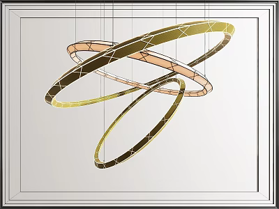 Modern Contemporary Chandelier with Intertwined Gold Copper Metal Rings for Interior Decor Design 3d model
