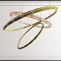 Modern Contemporary Chandelier with Intertwined Gold Copper Metal Rings for Interior Decor Design