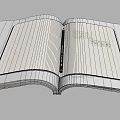 Open Notebook With Lined Pages and Pen Showing Handwritten Notes on Gray Background 3d model