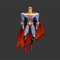 Low Poly Superman Game Movie Character Design With Red Cape Blue Suit Yellow Emblem