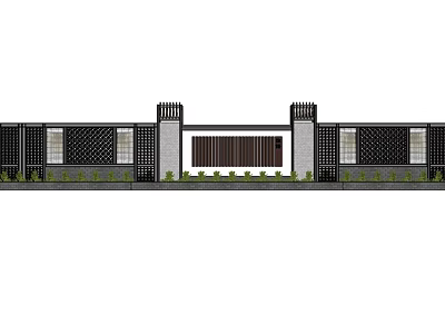 Modern Decorative Feature Wall With Black Lattice Design Stone Pillars And Green Plants 3d model