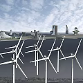 Large Modern Industrial Architectural Components With Wind Turbines And Factory Structures 3d model