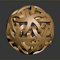 Golden Hollow Sphere Decorative Sculpture With Intricate Interlaced Design