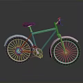 Classic Green Bicycle With Black Seat And Silver Fenders On Reflective Surface