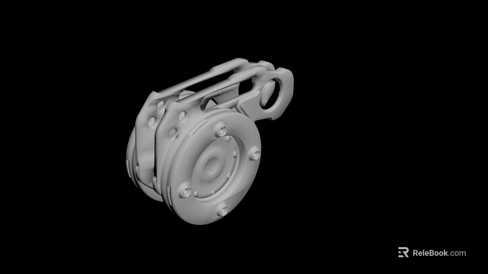 Gray Industrial Metal Mechanical Component With Wheel Structure And Bolted Connections 3d model 