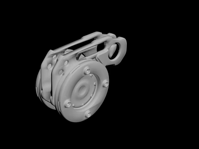 Gray Industrial Metal Mechanical Component With Wheel Structure And Bolted Connections 3d model