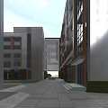 Modern Office Building Complex With Central Courtyard Green Space And Connecting Walkways 3d model