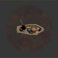 3D Character Scene Featuring Gnome In Boat With Toucan Mouse Apple And Paddle