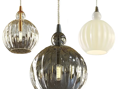Modern Glass Pendant Lights With Spherical Design In Transparent Dark And White Colors 3d model