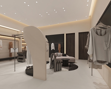 Cream Style Clothing Store 3d model