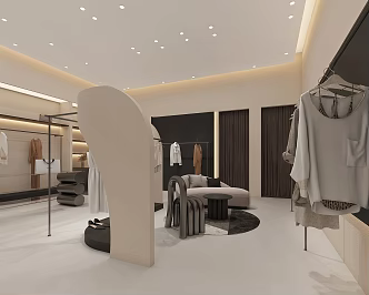 Cream Style Clothing Store 3d model