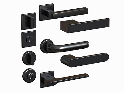 Black Door Handles In Various Modern Styles And Sleek Designs For Home Use 3d model