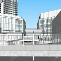 Modern Commercial Complex With Open Plaza Green Spaces And Connecting Walkways