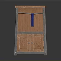 Rustic Wooden Cabinet With Two Doors Open Shelf And Blue Accent