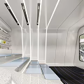 Modern Book Art Interior Space with Curved Bookshelves Black Linear Lights and Large Window
