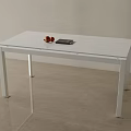 White Modern Dining Table With Apples And Notebook On Top In Minimalist Interior 3d model