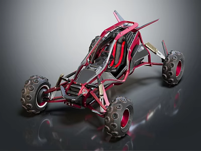 Sporty Modern Off Road Buggy Design With Red Frame Black Seats And Large Tires 3d model