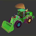 Green Construction Loader With Large Front Bucket Big Tires And Cab 3D Model Design
